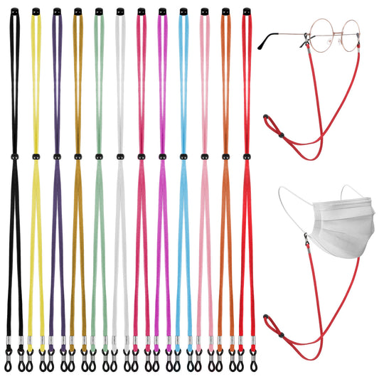 12PCS Eyeglasses Strap, Sports Sunglasses Strap, Anti-Slip Stylish Style Adjustable Eyeglass Straps around Neck, Glasses Retainer Cord Chains Lanyards Glasses Chain for Men Women Kids (Colorful)