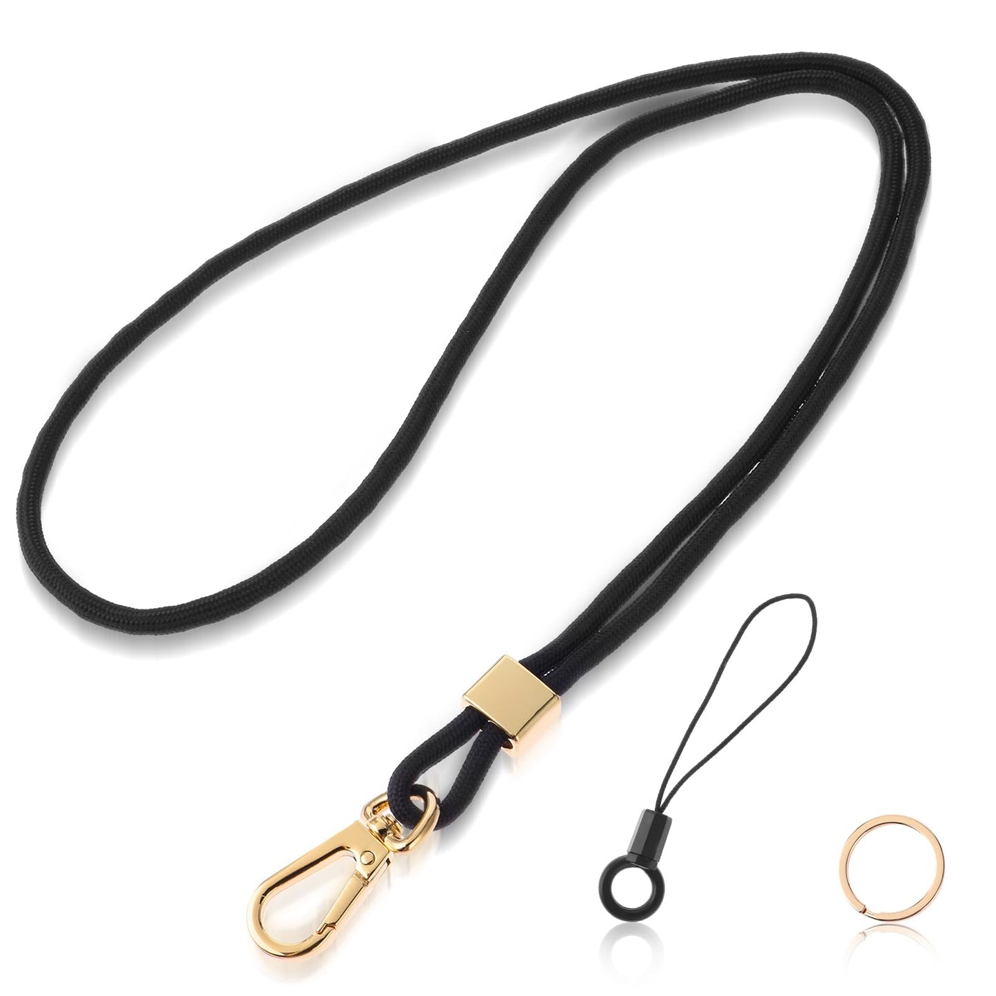 Ouligay Black Lanyard Neck Lanyard Strap, Woven Wrist Lanyard For Keys, Wristlet Lanyard Strap, Cute Key Chain Holder For Women Men Cool Lanyards, For Id Badge,Keys,Wallet
