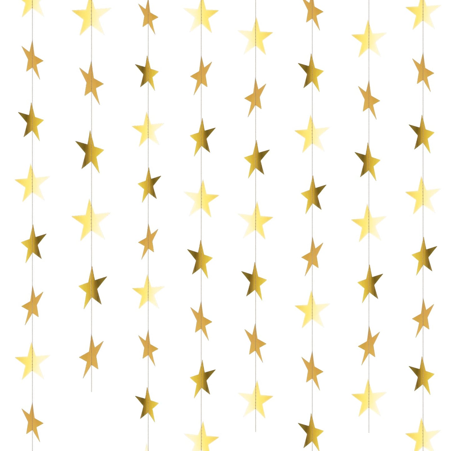 104 Ft Gold Star Garland Gold Star Garland Banner Christmas Bright Star Hanging Bunting Banner Backdrop Reflective Sparkle Little Star Paper Hanging Decor for Birthday Engagement Wedding Party(8 pcs)