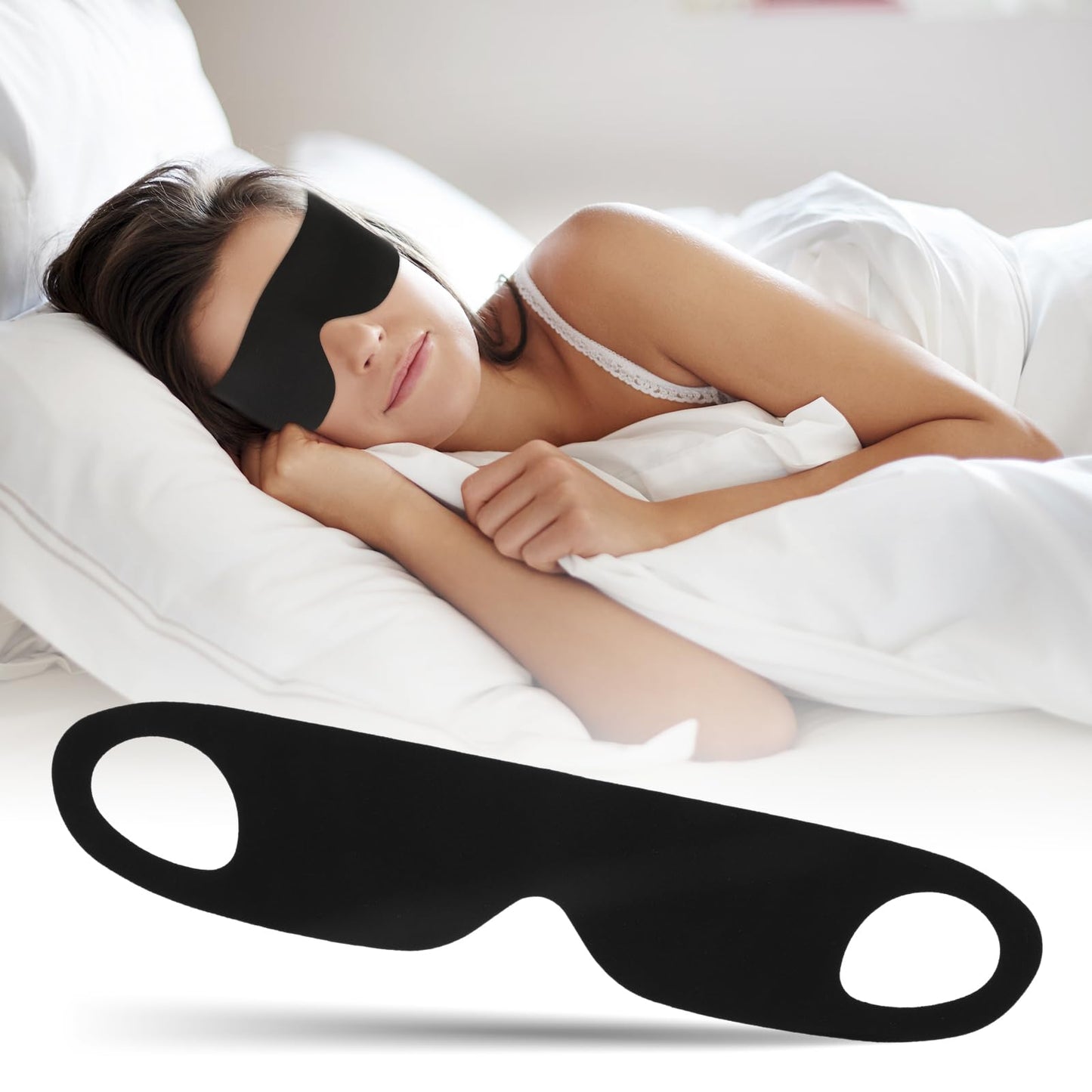 Mabor Sleep Eye Mask Black Eyemask Travel Eye Masks for Sleeping Soft Blackout Eye Mask with Ear Hanging Elastic Strap for Women Girls Men Night Eye Mask Eye Cover for Sleeping