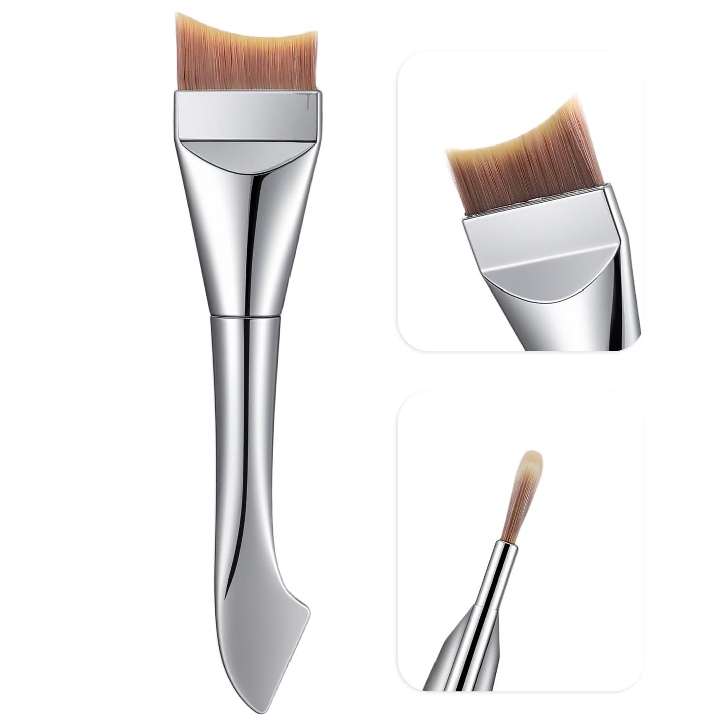Xindojuz Untra-thin Flat Foundation Brush for Liquid Makeup, Soft and Fish Tail Shape Bristles Flat Makeup Brush, Ideal for Flawless Blending and Seamless Application of Liquid, Powder, Cream, Blush
