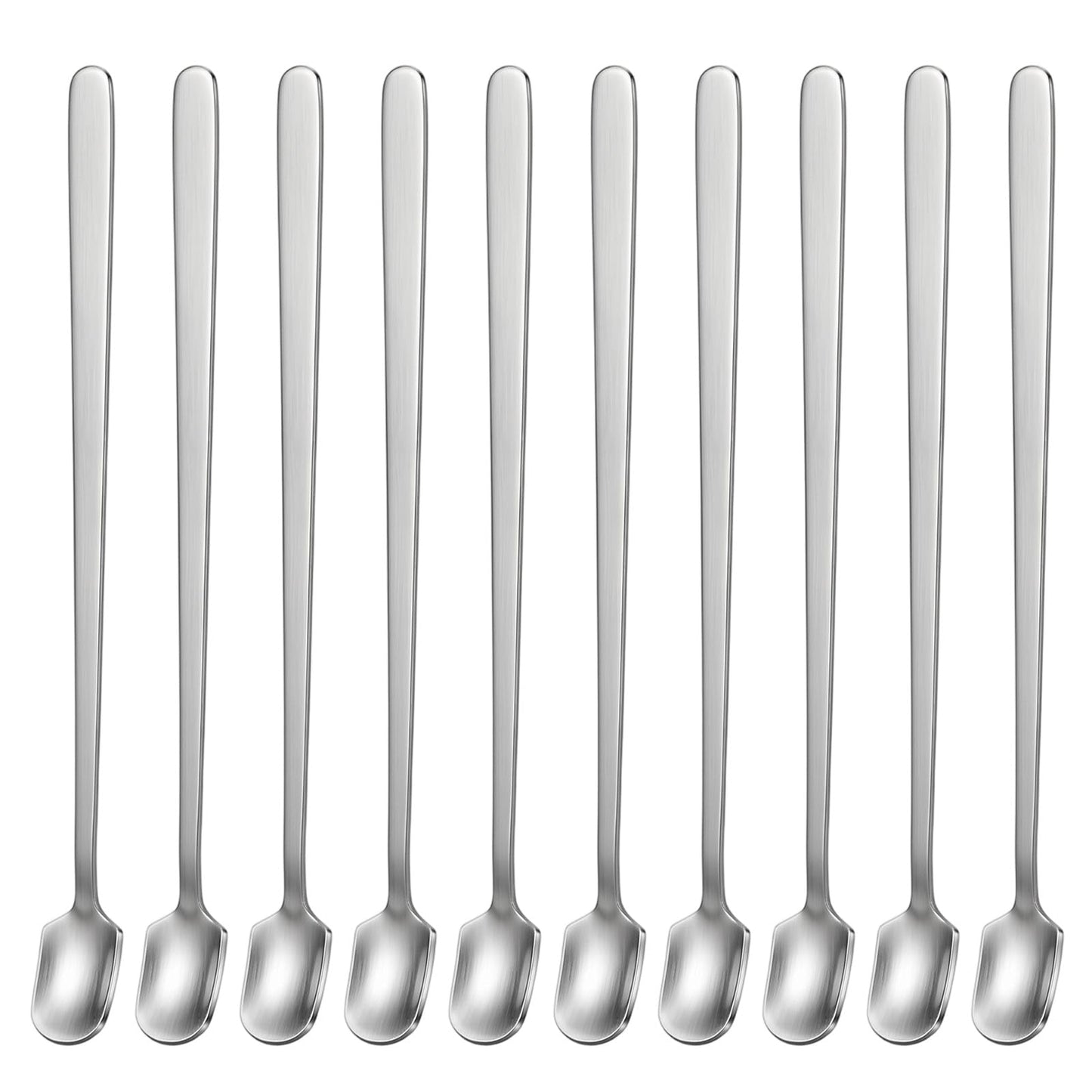 Chsoejuf 10PCS 6.7" Long Handle Stainless Steel Ice Tea Spoons for Stirring