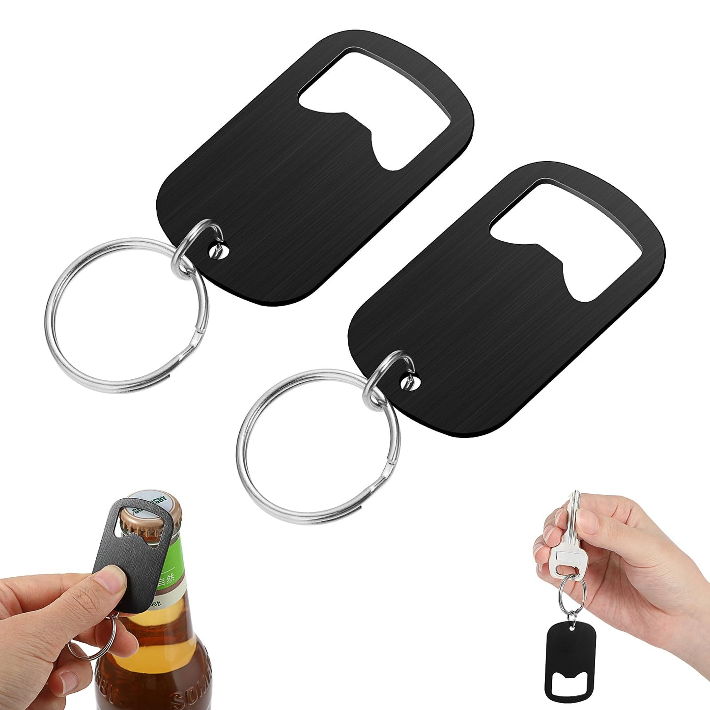 Ouligay 2Pcs Flat Bottle Opener Keyring Keychain, Small Stainless Steel Beer Bottle Opener Keychain, Mini Metal Bottle Opener Key Chain for Bartender Kitchen Bar Restaurant