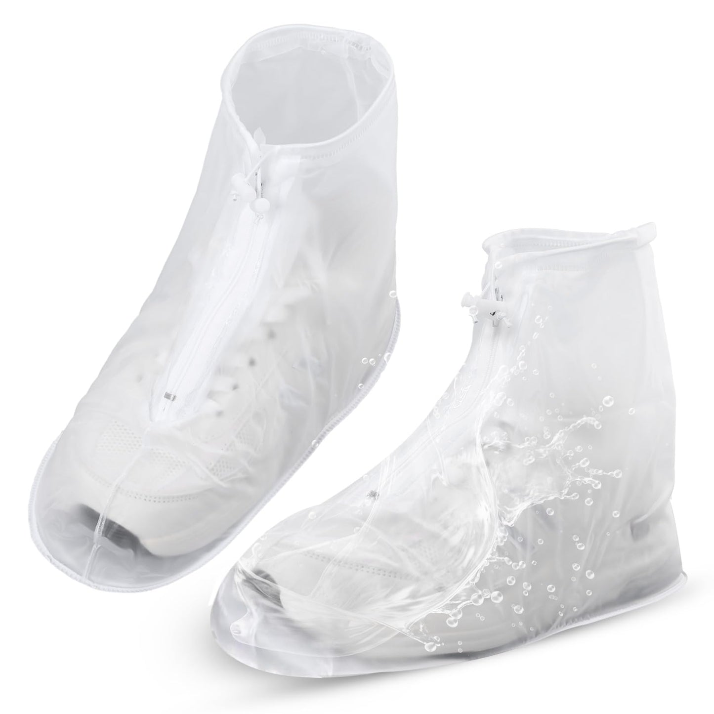 Tyqour Waterproof Shoe Covers with Zipper Non-Slip Rain Shoe Covers Foldable Shoe Protector Reusable Shoe Covers Travel Rain Galoshes for Women Men Outdoor Hiking Climbing Camping Cycling(XXL)