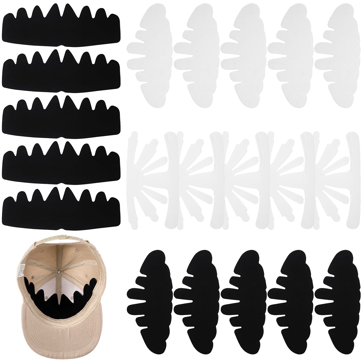 Bremorou 20Pcs Hat Shaper Insert - Hat Reshaper for Baseball Caps, Snapback Cap Shaper for Snapback Cap, Ball Sports Hat(White)