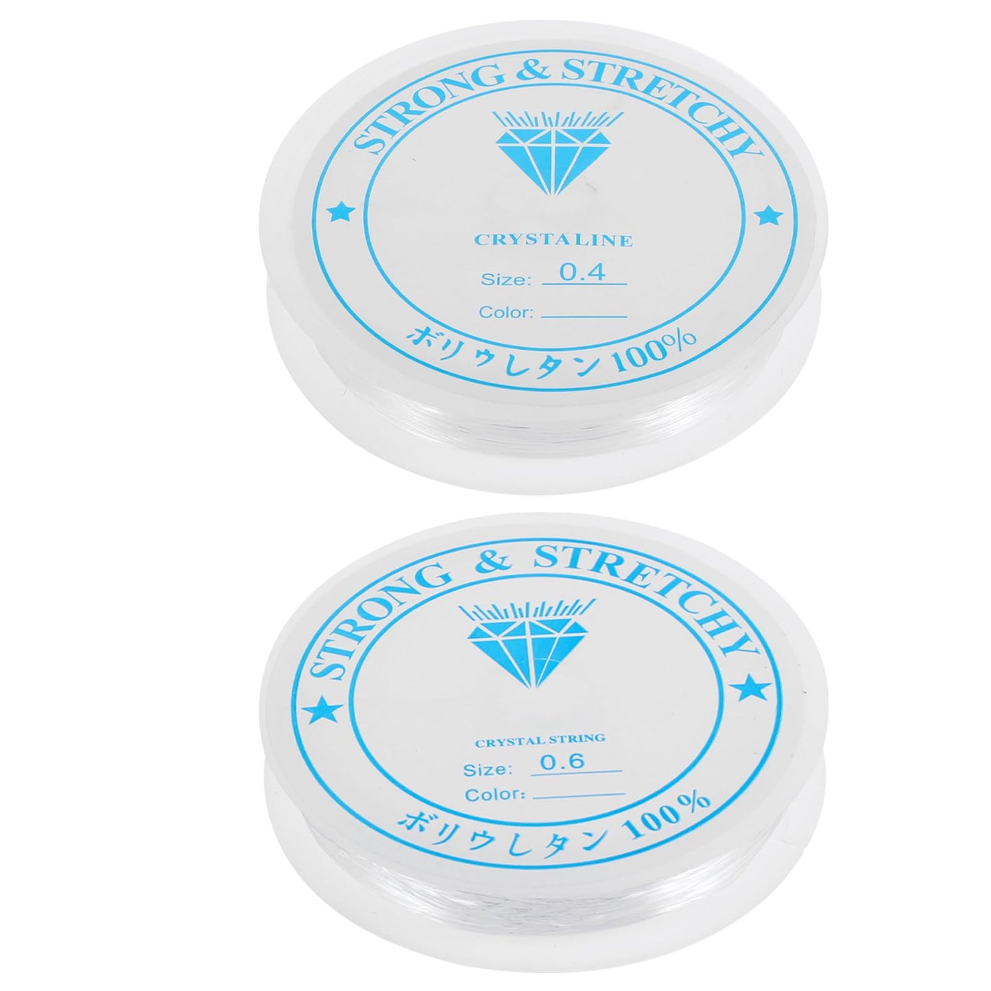 2 Rolls Elastic Bracelet String 330 Feet Sturdy Stretchy Bracelet String, Crystal Clear High Stretch Clay Pony Seed Stone Bead Cord Thread for Jewelry Making Necklaces Beading and Crafts(0.4+0.6mm)