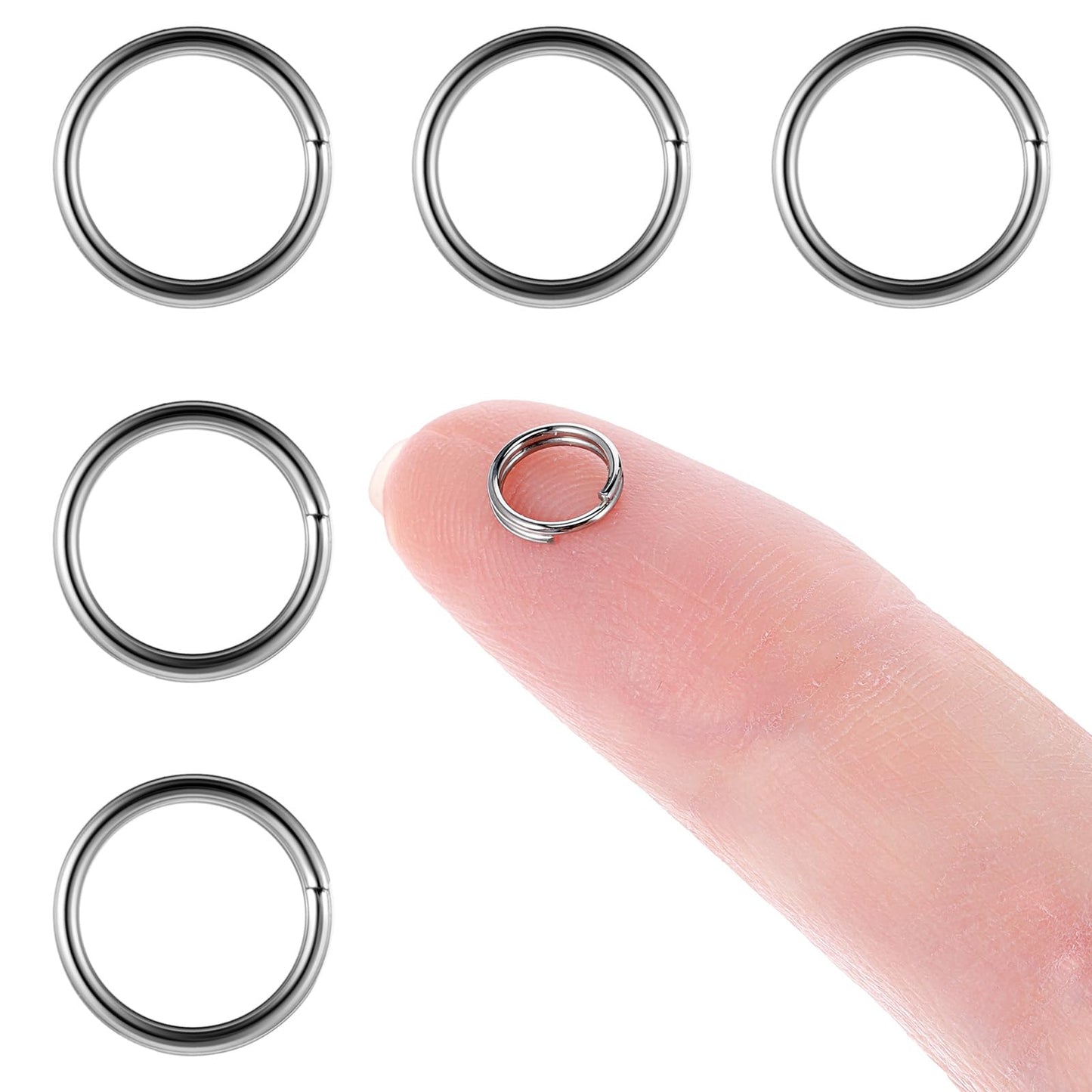 Mabor 500 pieces 6 mm key rings, stainless steel key ring, jump rings with double loops, key rings, small silver key ring, connecting rings for necklaces, earrings, jewellery, crafts