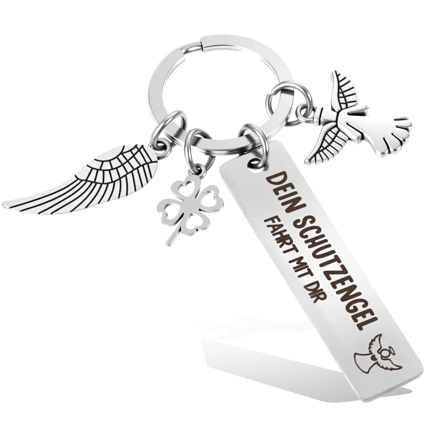 Tyqour Guardian Angel Keyring Car Lucky Charm Motorcycle Keyring Stainless Steel Driving Licence Passed Gift Driving Licence Exam for Men Women Him Boyfriend Husband Father Dad
