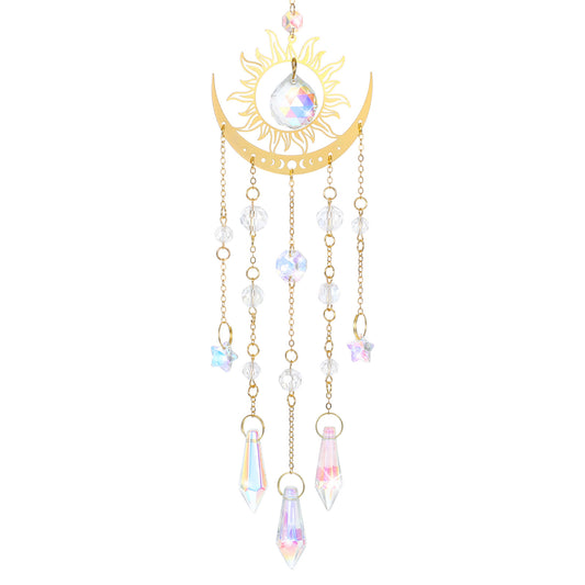 Tyqour Crystal Suncatcher for Windows Hanging Crystal Wind Chime Style Sun Catchers Indoor Outdoor Prism Home Garden Decor for Thanks Giving Valentines's and Mother's Day