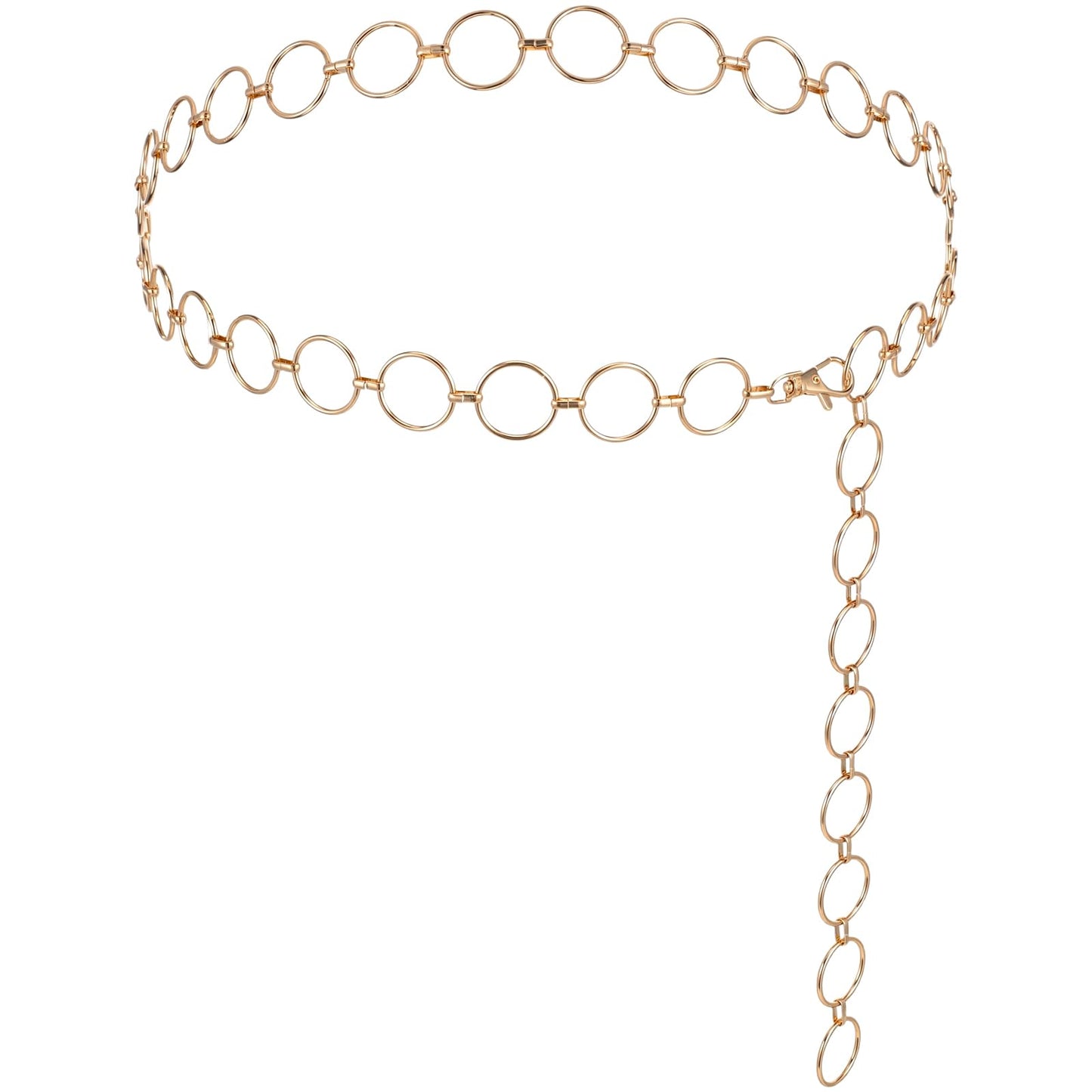 Chsoejuf Gold Waist Chain Belt for Women Fashion Adjustable Chunky Metal