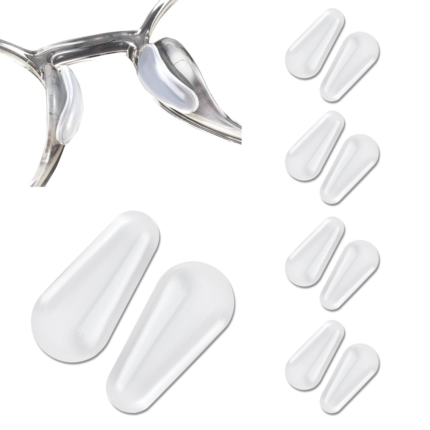 Ouligay 5 Pairs Eyeglass Nose Pads for Glasses Adhesive Glasses Nose Pad Silicone Glasses Nose Grips Anti Slip Nose Pads for Glasses Eyeglasses Sunglasses(White)