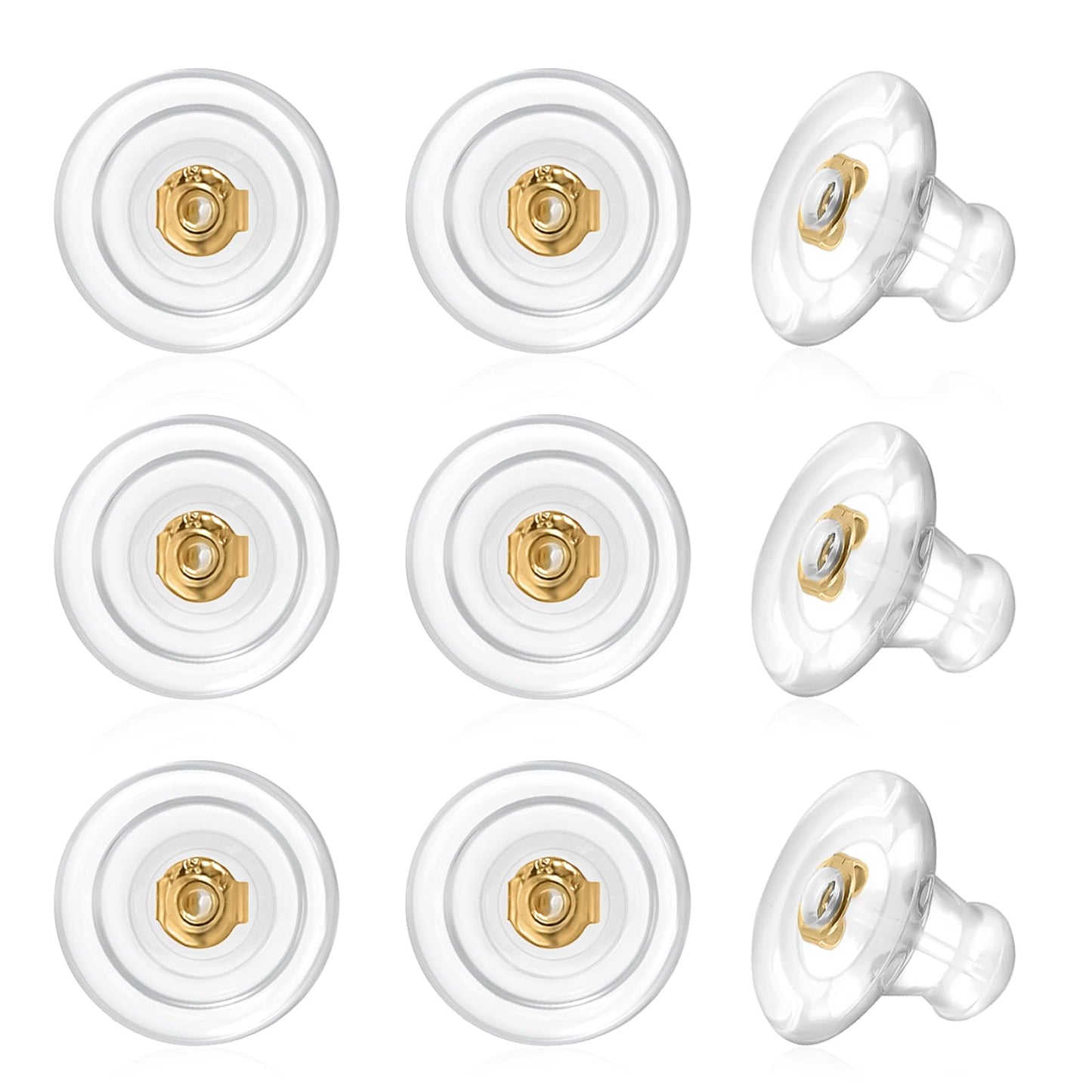 Nogeqi 6pcs Pierced Earring Backs for Droopy Ears Ear Lifting, Backs for Earrings, Ear Ring Backs, Hypoallergenic Earrings Backs for Studs, Replacement Safety Earring Backing for Women