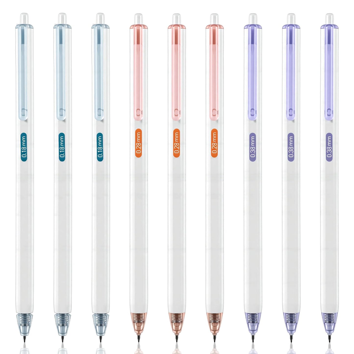 Chsoejuf 9PC 3 Color Extra Fine Point Pens 0.18mm 0.28mm 0.38mm Gel Pen Set
