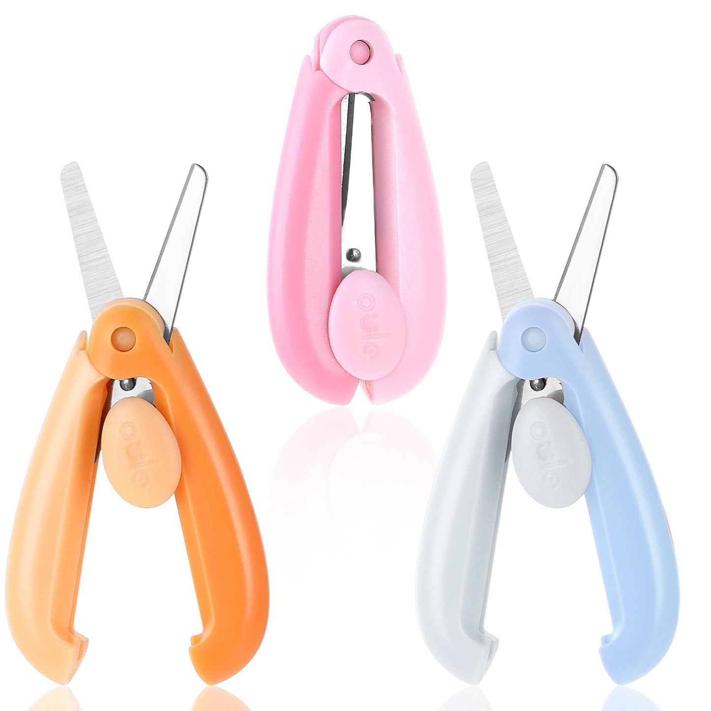 Ouligay 3Pcs Safety Scissors for Kids Cute Retractable Mini Scissors Set Craft Scissors Toddler Scissors Small Scissors for Scrapbooking Paper Cutting
