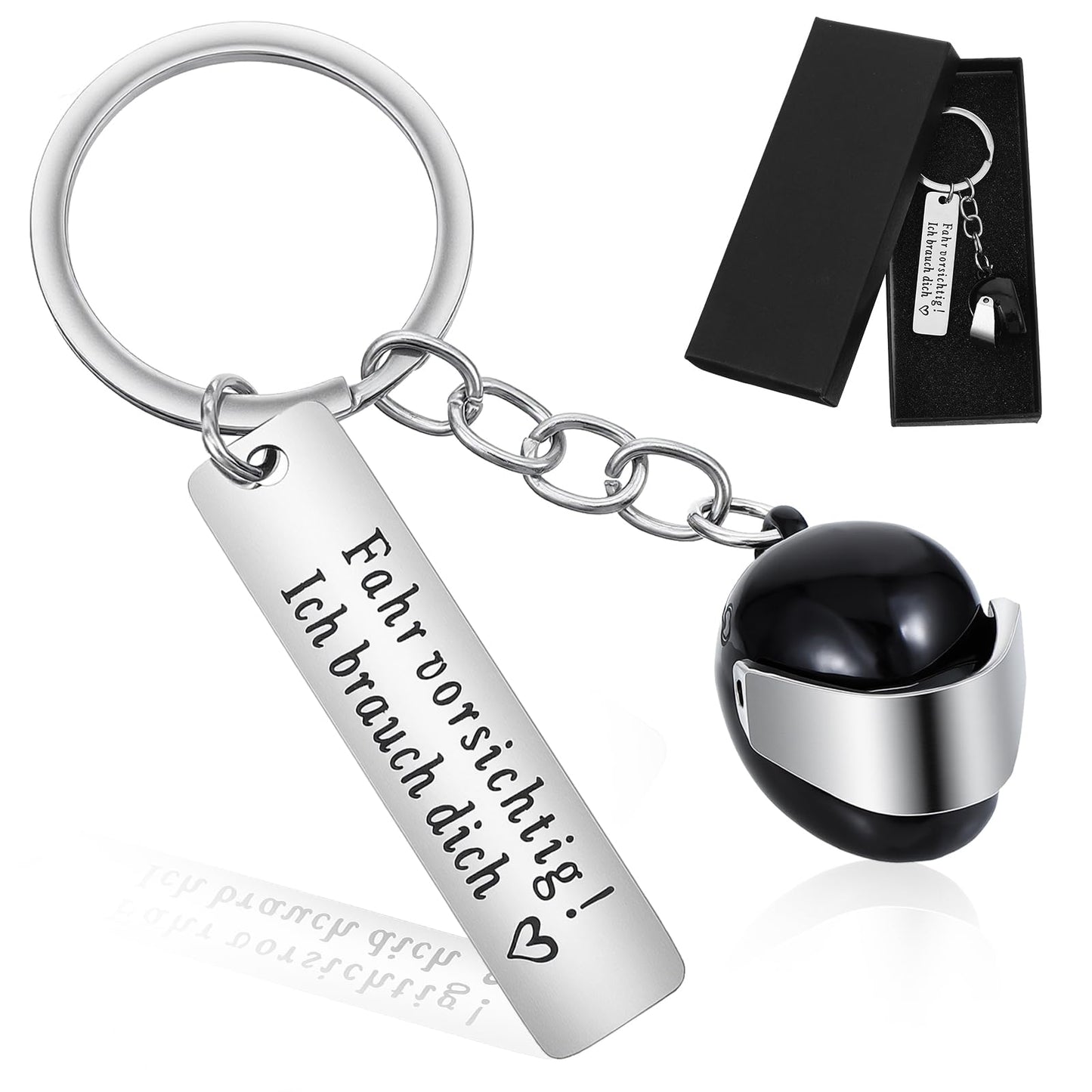 Nogeqi Motorcycle Helmet Keyring Driving Cautious Key Ring Drive Safe Lanyard Lucky Charm Car Motorcycle Gifts for Men Women Driving Licence Passed Gift
