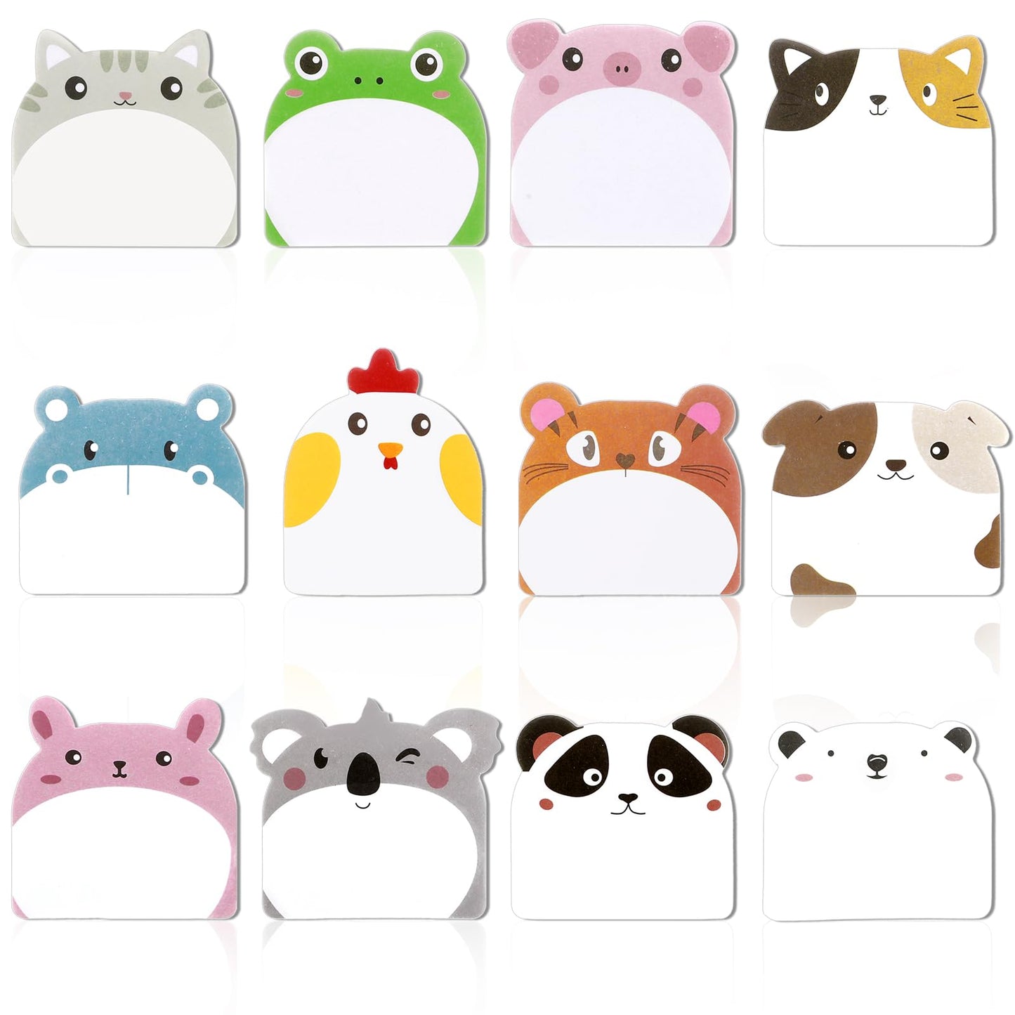 Ouligay 12pcs Cute Animal Sticky Notes Pads, Sticky Notes Cute, Funny Stickey Notes for Office Home Kids Students Roommates Tab Supplies(Multiple Animals)