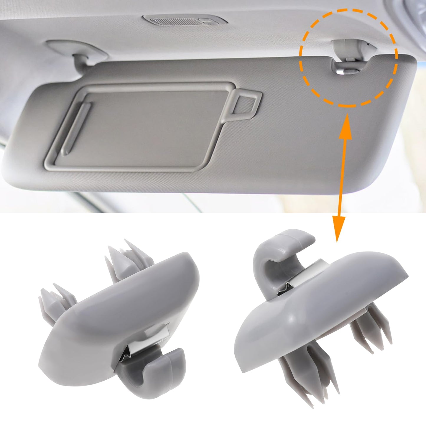2 PCS Audi Sun Visor Clip Upgraded Sun Visor Clip Hooks, Car Sun Visor Holder, Auto Sun Visors Compatible with A1 A3 A4 A5 Q3 Q5 Tt, Oem: 8e0 857 562, A7 B6 B7 B8 S4 S5 (Grey)