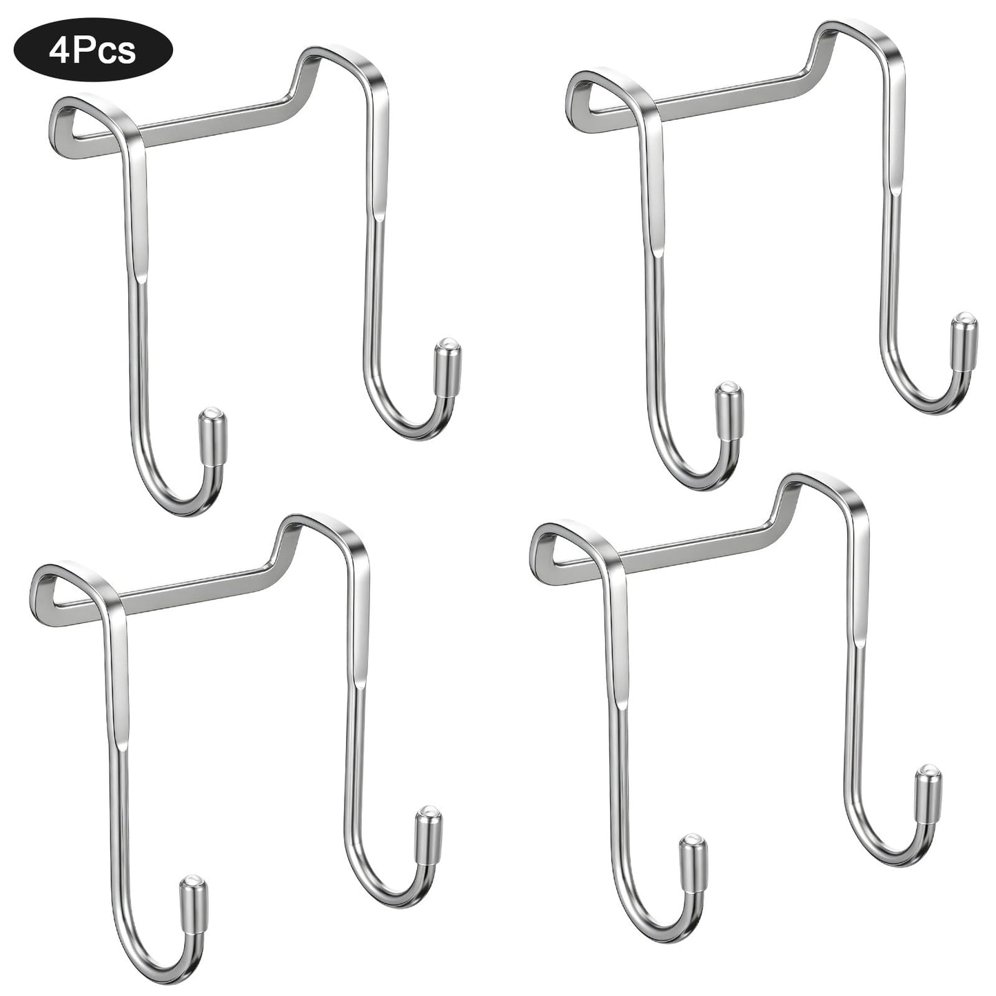Chsoejuf 4 Pack Over the Door Hook No Drill Double Organizer Hanger Hooks