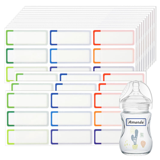 Xinjoduz Name Labels for Daycare 135 PCS Waterproof Name Labels for Baby Bottle Self-Laminating Dishwasher Safe Daycare Labels Name Stickers Daycare Supplies for Kids Lunch Box (Assorted Colors)