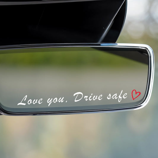 Xinjoduz 4 PCS Rearview Mirror Sticker Drive Safe Sticker Love You Rearview Mirror Decal Vinyl Rear View Decals Safety Driving Mirror Stickers for Women Men Driver Gifts (Love You, Drive Safe White)