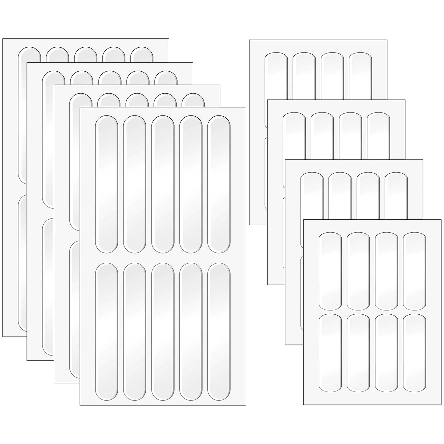 Nogeqi 72 Pcs Silicone Material Clear Wall Protector Self Adhesive Door Pads Stop Slamming Strip for Protect Furniture Long Strip Cabinet Rubber Bumpers Clear for Sound Dampening(Two Sizes)