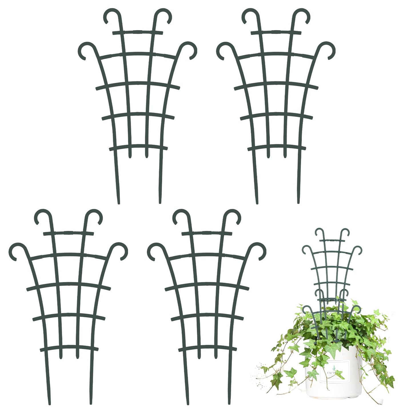 4PCS Small Trellis for Potted Plants Indoor Plant Trellis Stackable Plastic Pot Plant Support Trellis Houseplant Trellis Plant Trellis for Climbing Plants Indoor Monstera Pothos Ivy Plant Decor(Green)