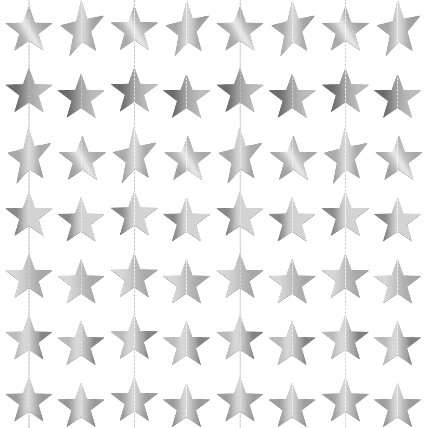 Chsoejuf 4PCS Silver Star Garland Decorations 79" Double Side Hanging