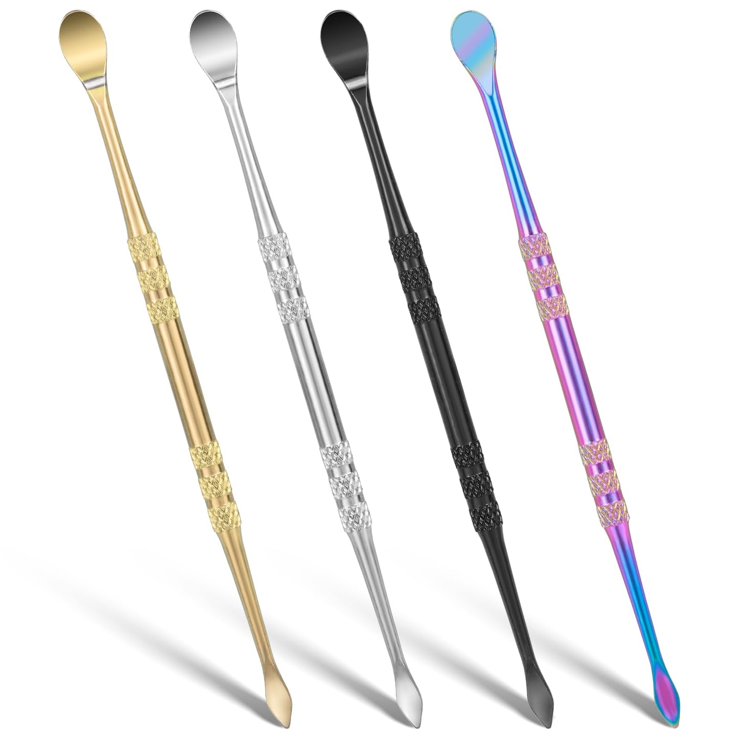 4PCS Wax Carving Tools, Stainless Steel Wax Tool Stainless Rainbow Sculpting Tools Spoon Carving Tool Double Headed Sculpting Tool Spoon For Modeling Scraping Shaping(Silver/Gold/Color Titanium/Black)