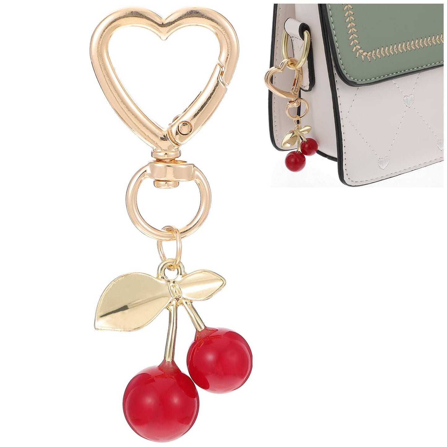 Ouligay Cherry Key Fob, Bag Charm, Versatile Cherry, Cute Cherry Purse Pendant, Cherry Keychain for Women, Purses, Handbags, red, L