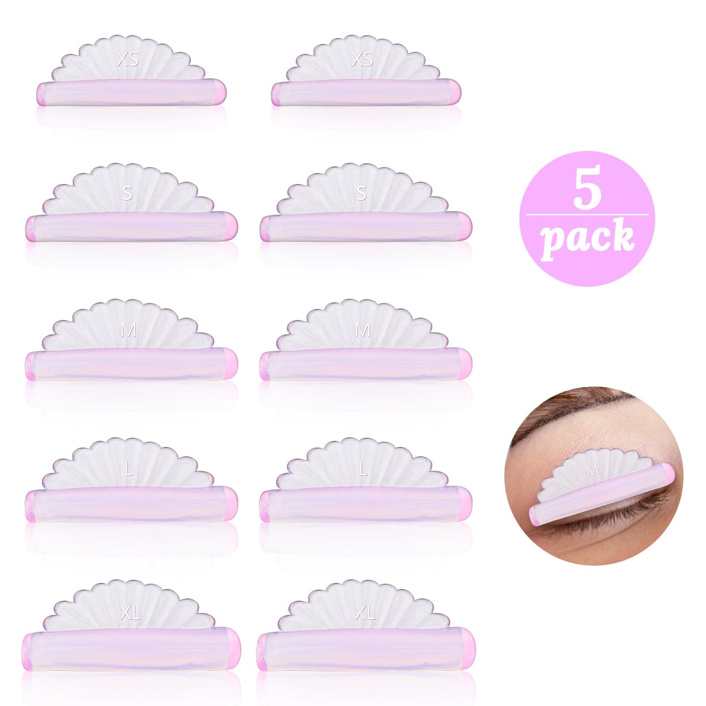 Nogeqi 10 Pcs Shell Lash Lift Rods,Self-Adhesive Silicone Lash Lift Pads,Soft Ancillary Eyelash Curl Eyelash Lift Rods,Cute Shells Reusable Lash Lift Tools for Women and Gril(Transparent Pink)
