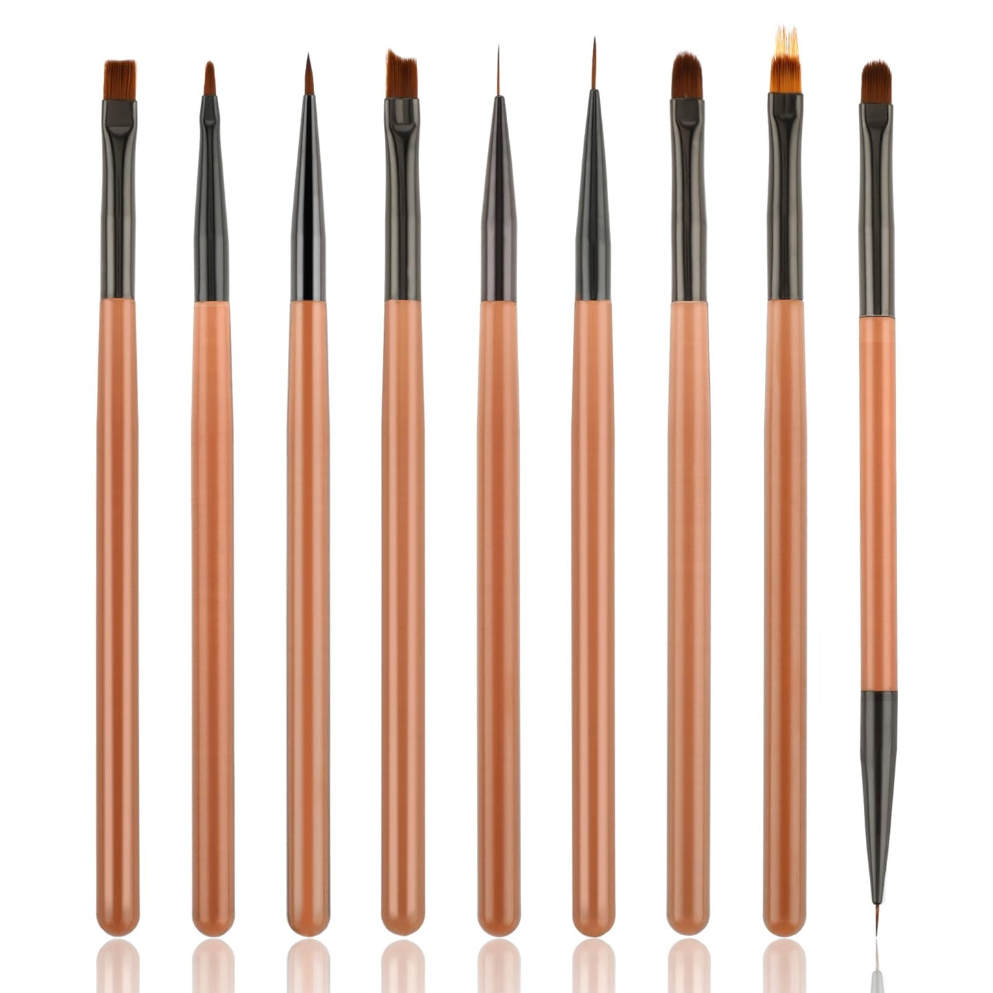 Ouligay 9 Piece Nail Art Brushes, Nail Art Tool Set, Nail Spotting Tool, Gel Polish Nail Design Brush, Nail Polish Brush and Cleaning Brush, 3D Nail Decorating Brush for DIY Nail Art