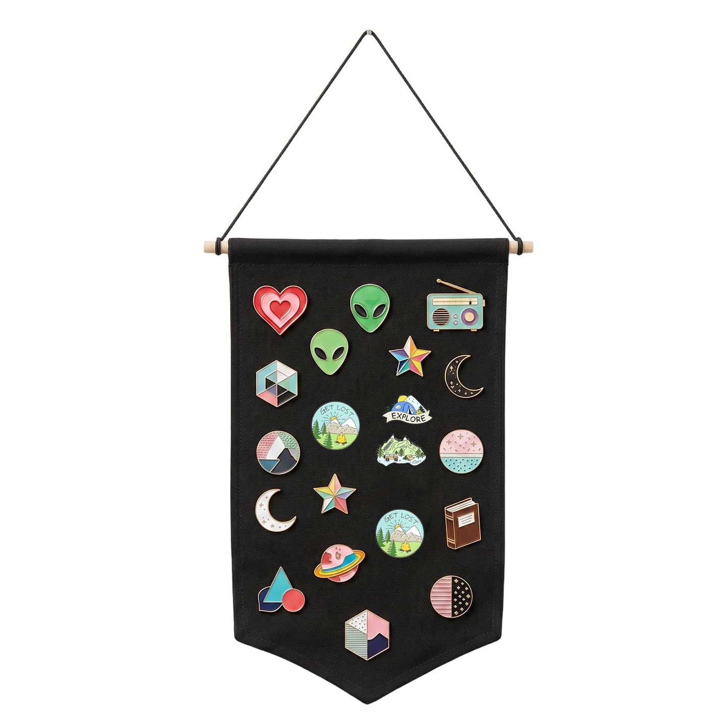 Sorcristy 2 PCS Pin Banner, Wall Hanging Brooch Jewelry Storage(Black)