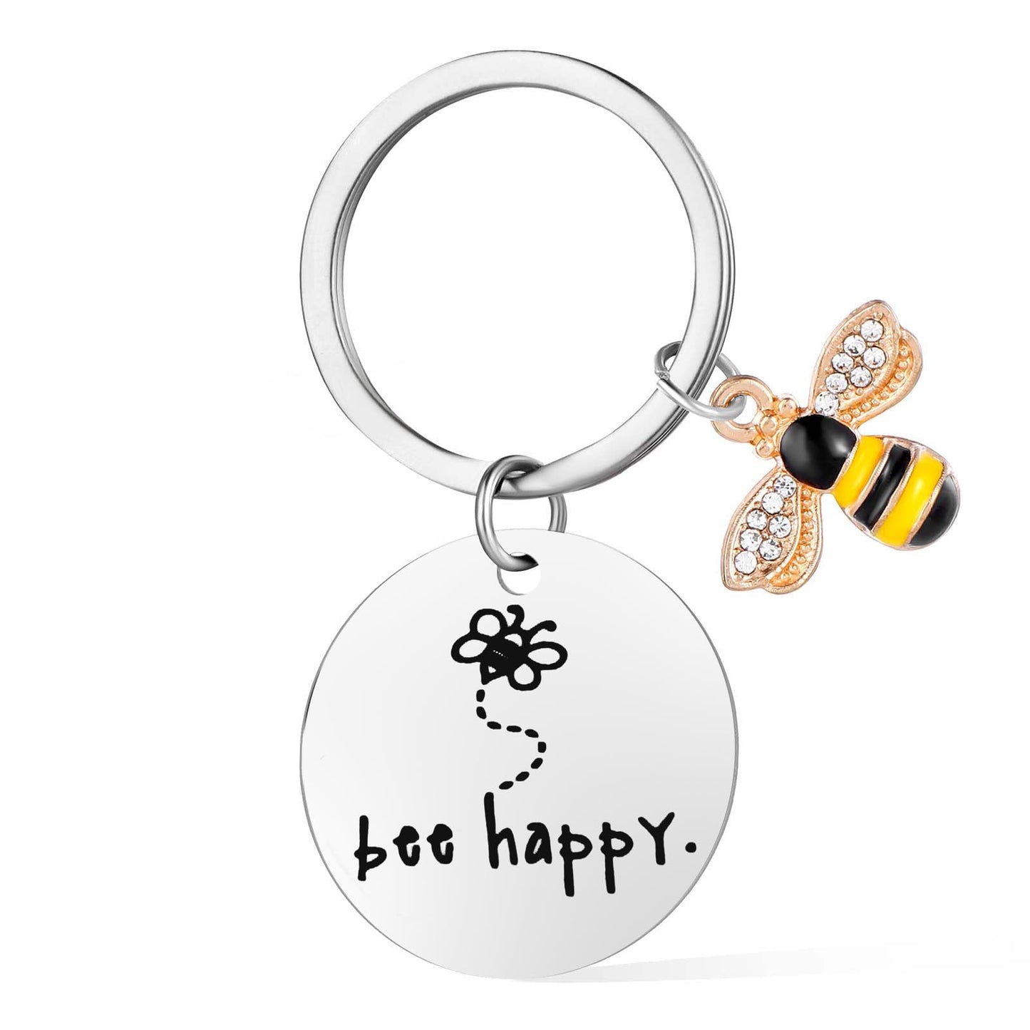 Mabor Bee Happy Keyring Bee Bag Pendant Bee Gifts for Friends Bag Charms Bee Bags Pendant Key Ring Car for Men and Women Purse Handbag Backpack