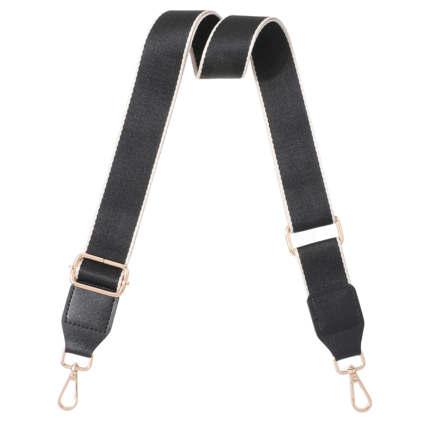 Bag Straps For Crossbody Handbags 1.5inch Wide Replacement Shoulder Handbag Straps For Women Men Adjustable Wide Canvas Crossbody Strap With Leather End(Black)