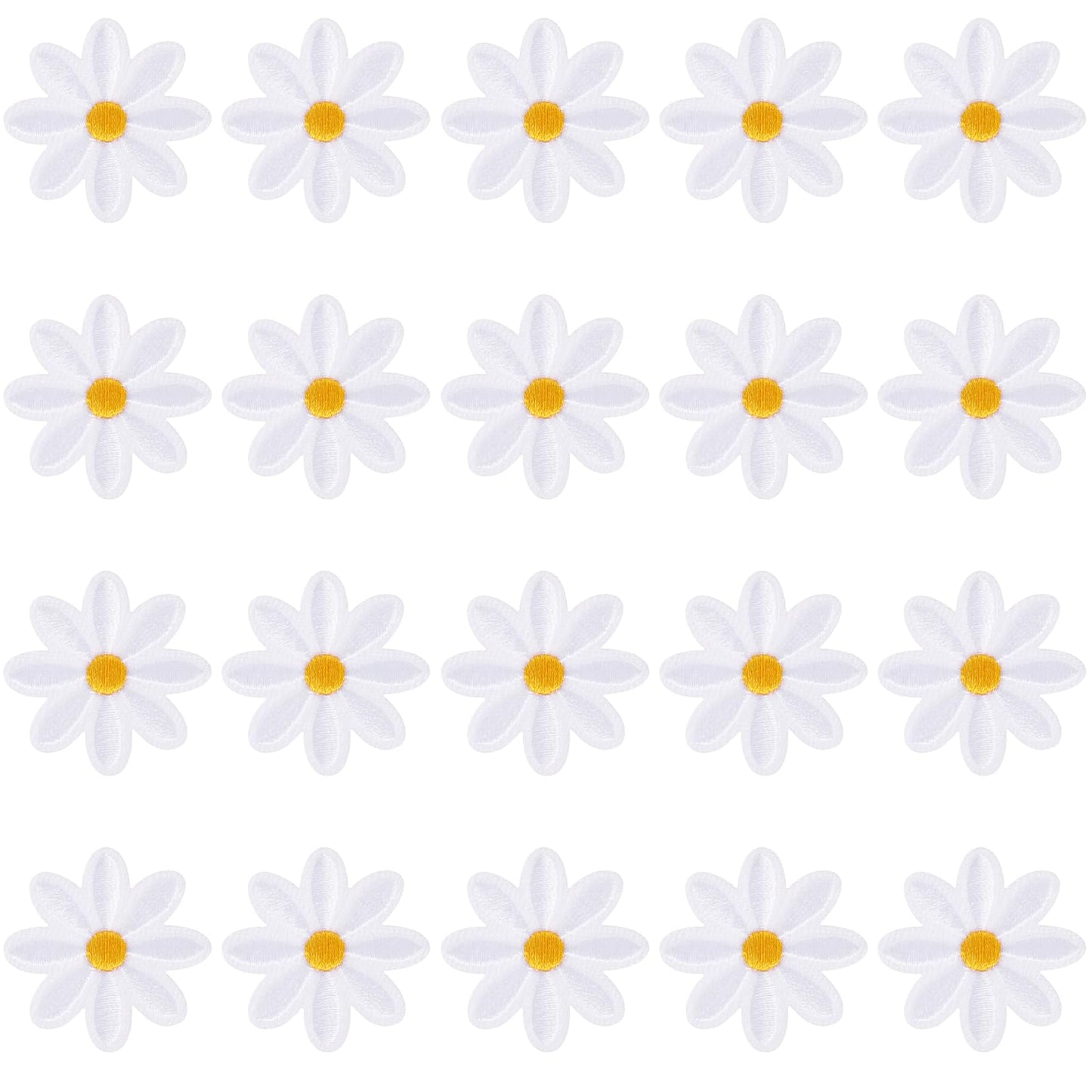 20 Pieces Flower Fabric Stickers Applique Patches 1.41 Inch Daisy Iron on Patches Embroidered Sew on Patches, Delicate Appliques for DIY Decoration T-Shirt Backpack Hoodies Shoes Bags