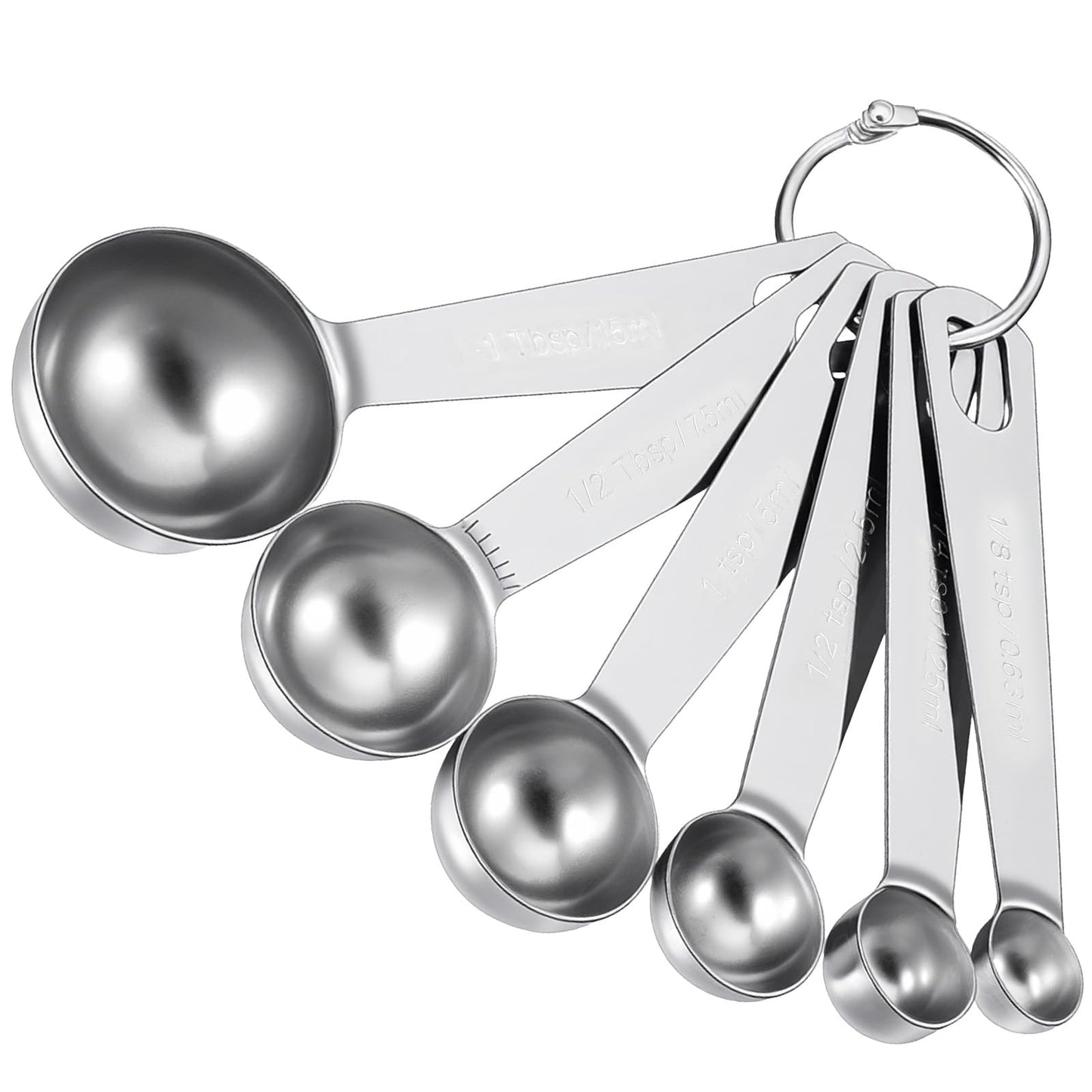 Stainless Steel Measuring Spoons Set Measuring Cups and Spoons Coffee Scoop Spoon Kitchen Gadgets Kitchen Utensils Spoon Silver for Cooking and Baking Set of 6