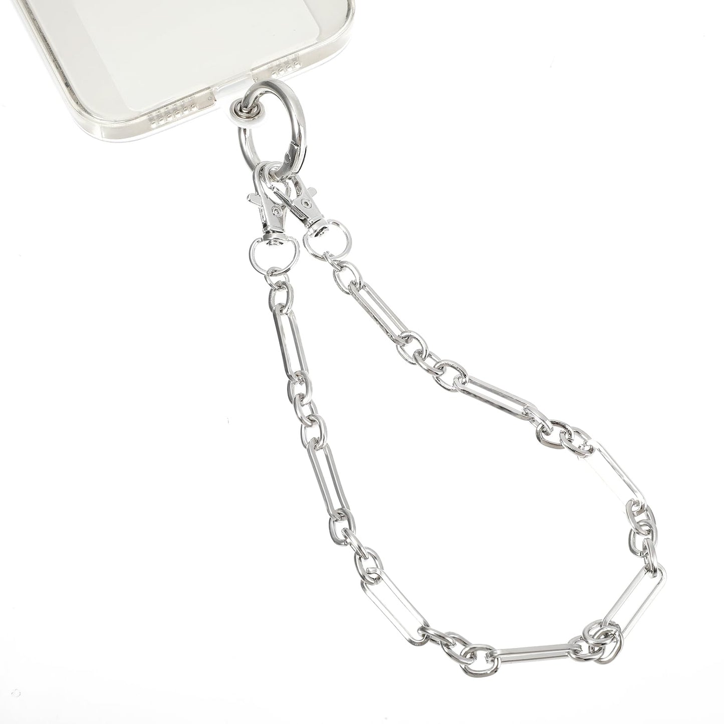 Teaaha 1 PCS Silver Phone Wrist Strap Crossbody Phone Lanyard with Detachable Wristlet, Anti-Lost Stainless Steel Phone Strap Chain for Men & Women, Universal Smartphone Phone Charm Accessory