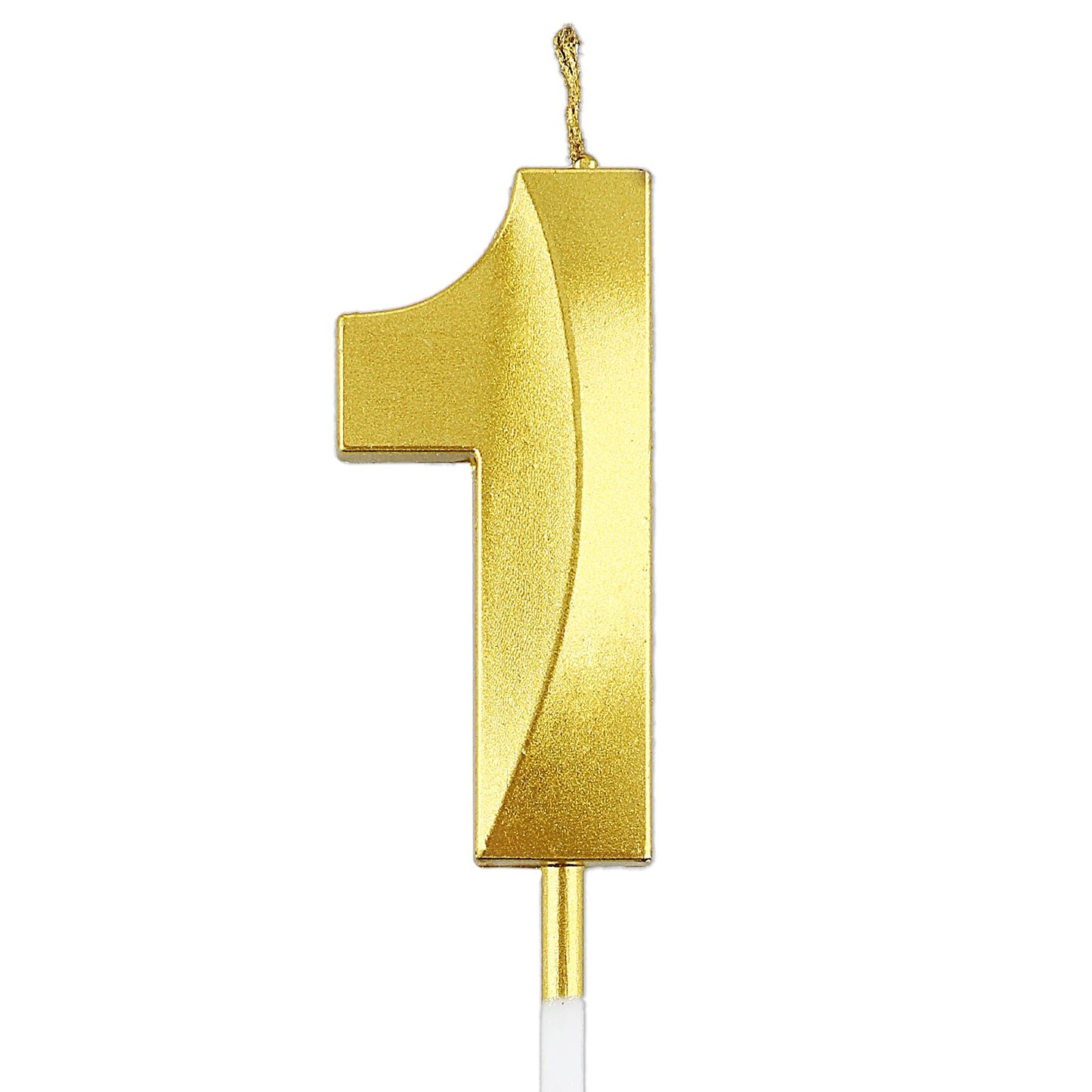 Birthday Candles Number 1 Candles Age Year for Cakes Glitter Candle 1, Happy Birthday 3D Designed Wedding Anniversary Party Cake Topper Decorations (Gold-1)