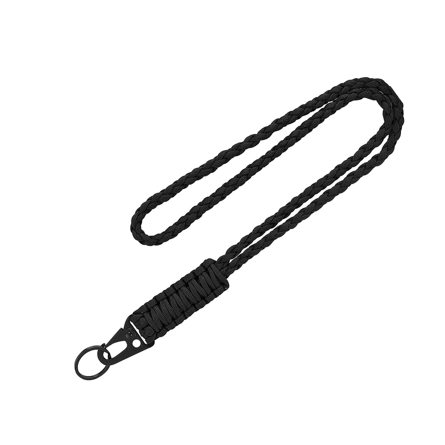 Ouligay Paracord Lanyard Keychain Heavy Duty Braided 550 Keychain Lanyard Neck Lanyard with HK Clip Wrist Strap Paracord Keychain Necklace for Keys ID Badges Camera Phone Black