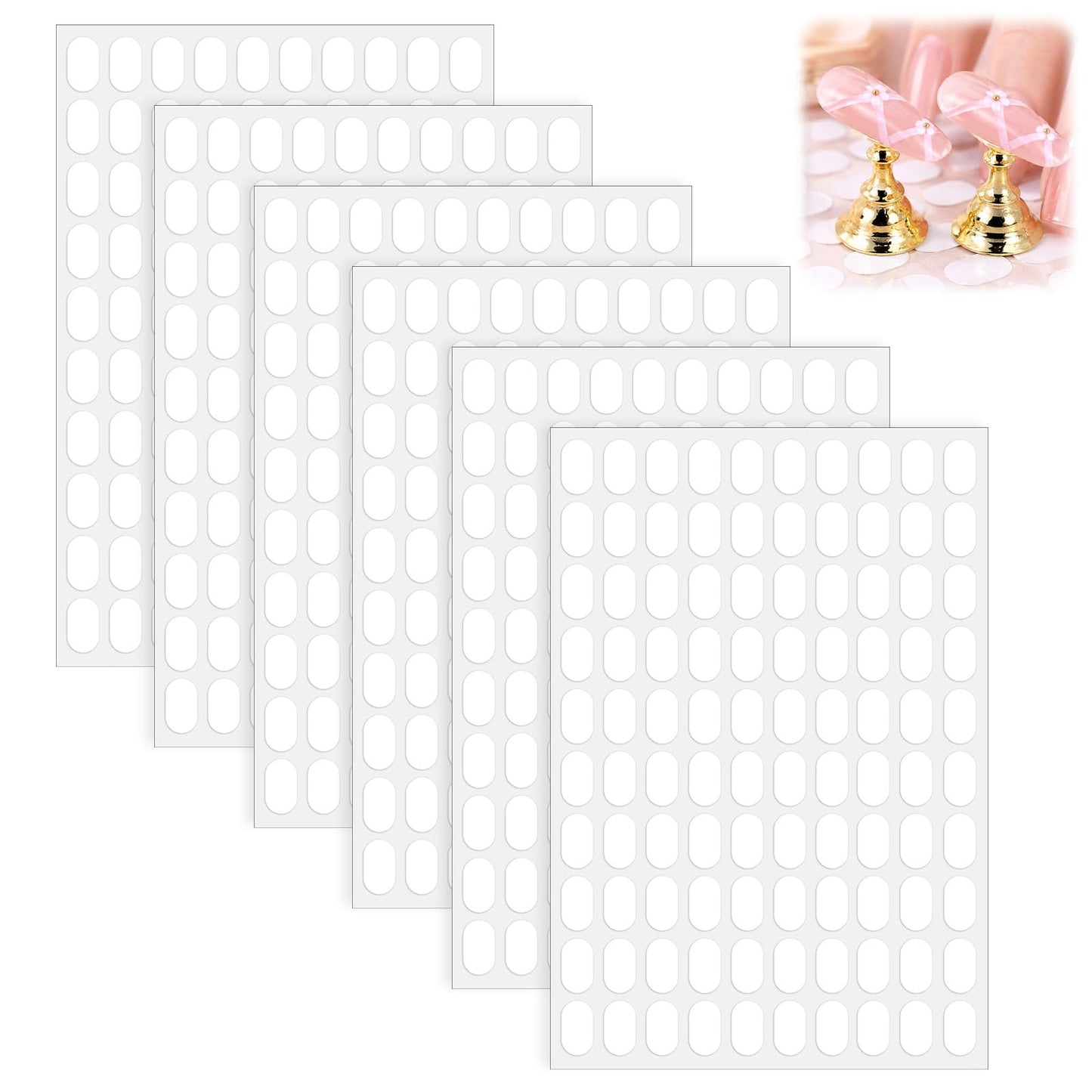 600 Pcs False Tip Double Sided Adhesive Tapes Nail Stand Sticky Tabs