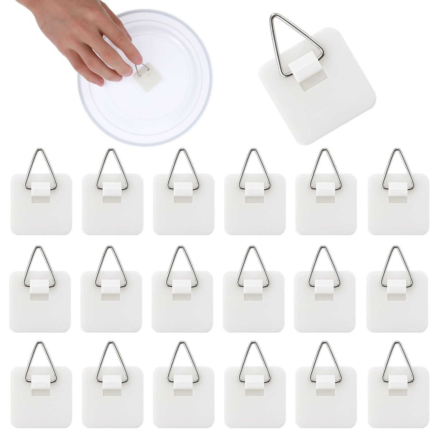 Nogeqi 35PCS Adhesive Picture Hangers Picture Hanging Hooks Without Nails Plate Wall Plate Hanger for Display Adhesive Pictures Hooks for Photo Frame Plates and Wall Art - 1.26in