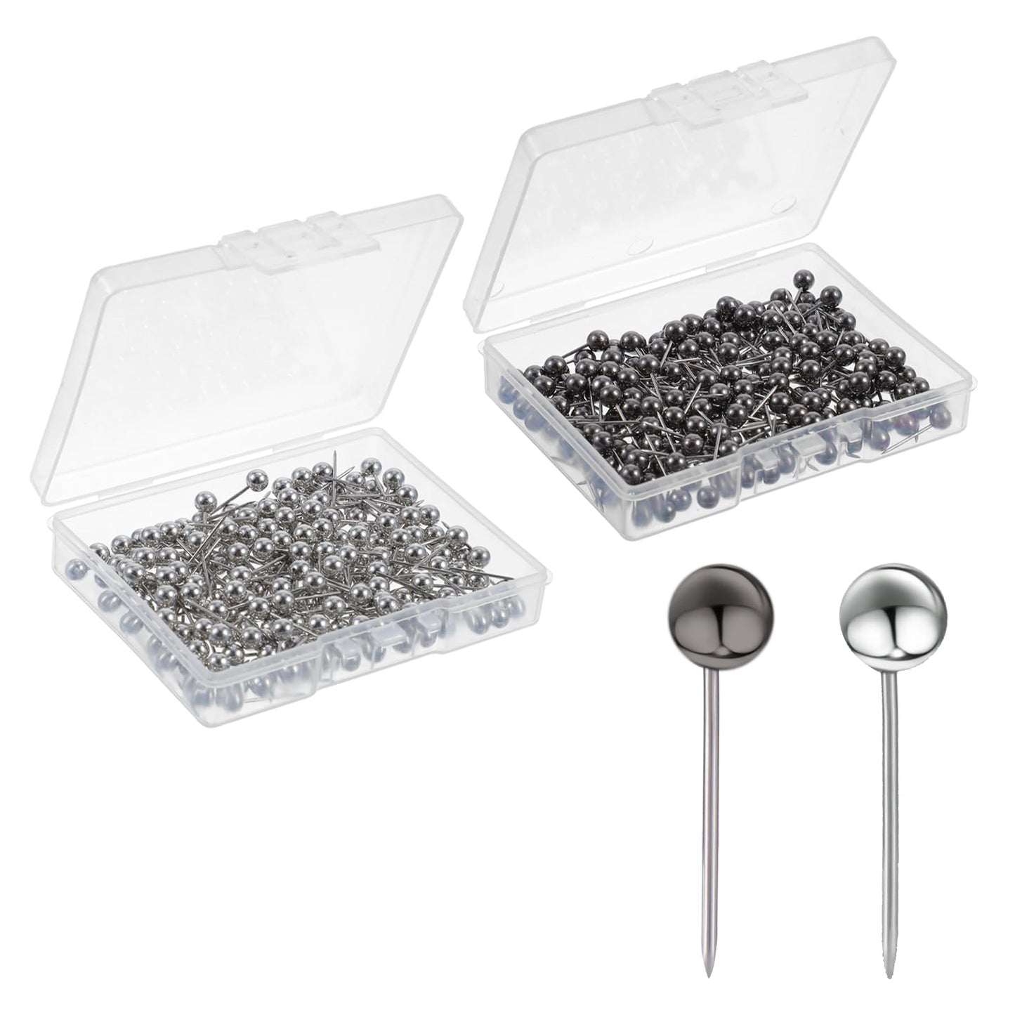 400 Pieces Round Head Pins Set, Mabor 15 mm Maps Drawing Pins, Metal Round Head Pin Pins for Notice Boards, Bulletin Boards, Maps, Posters, Photos, Office, School