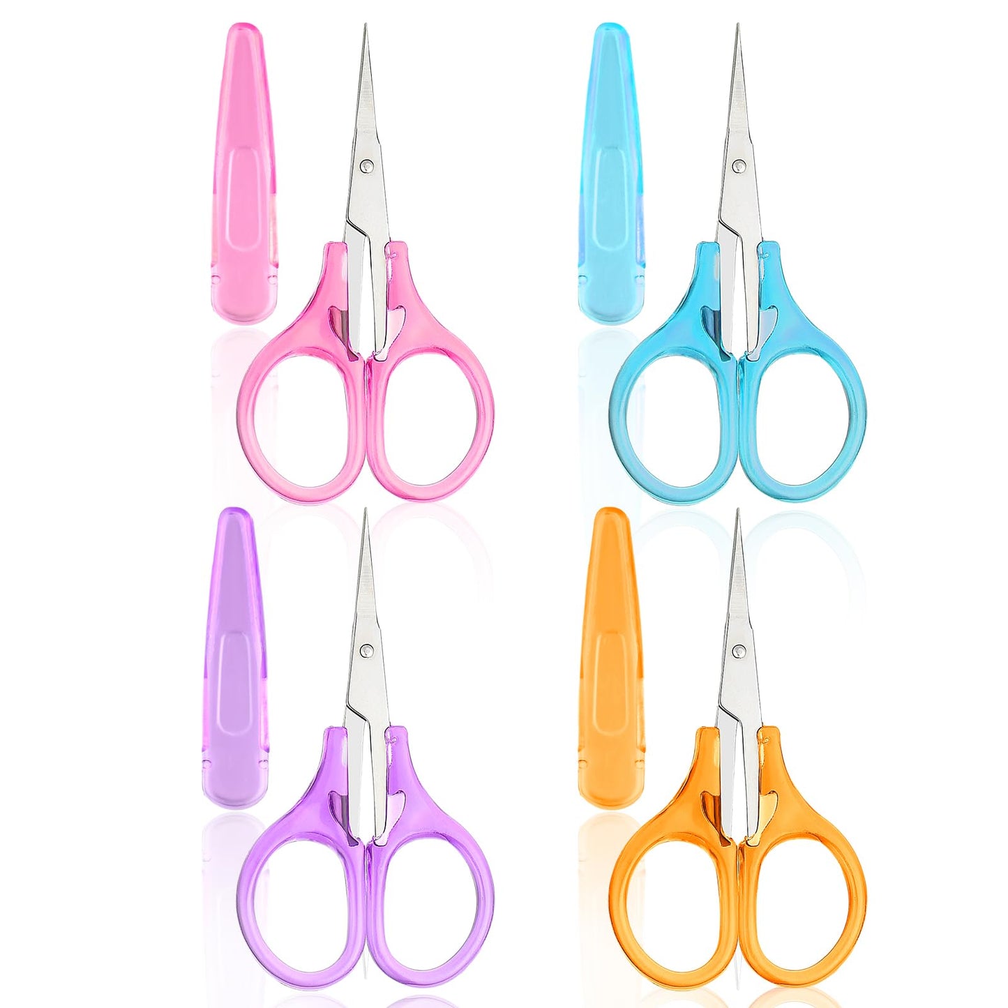 Ouligay 4Pcs Small Sewing Scissors Portable Scissors Stainless Steel Detail Craft Scissors Set with Cap for Paper Cutting Sewing Crafting Quilting