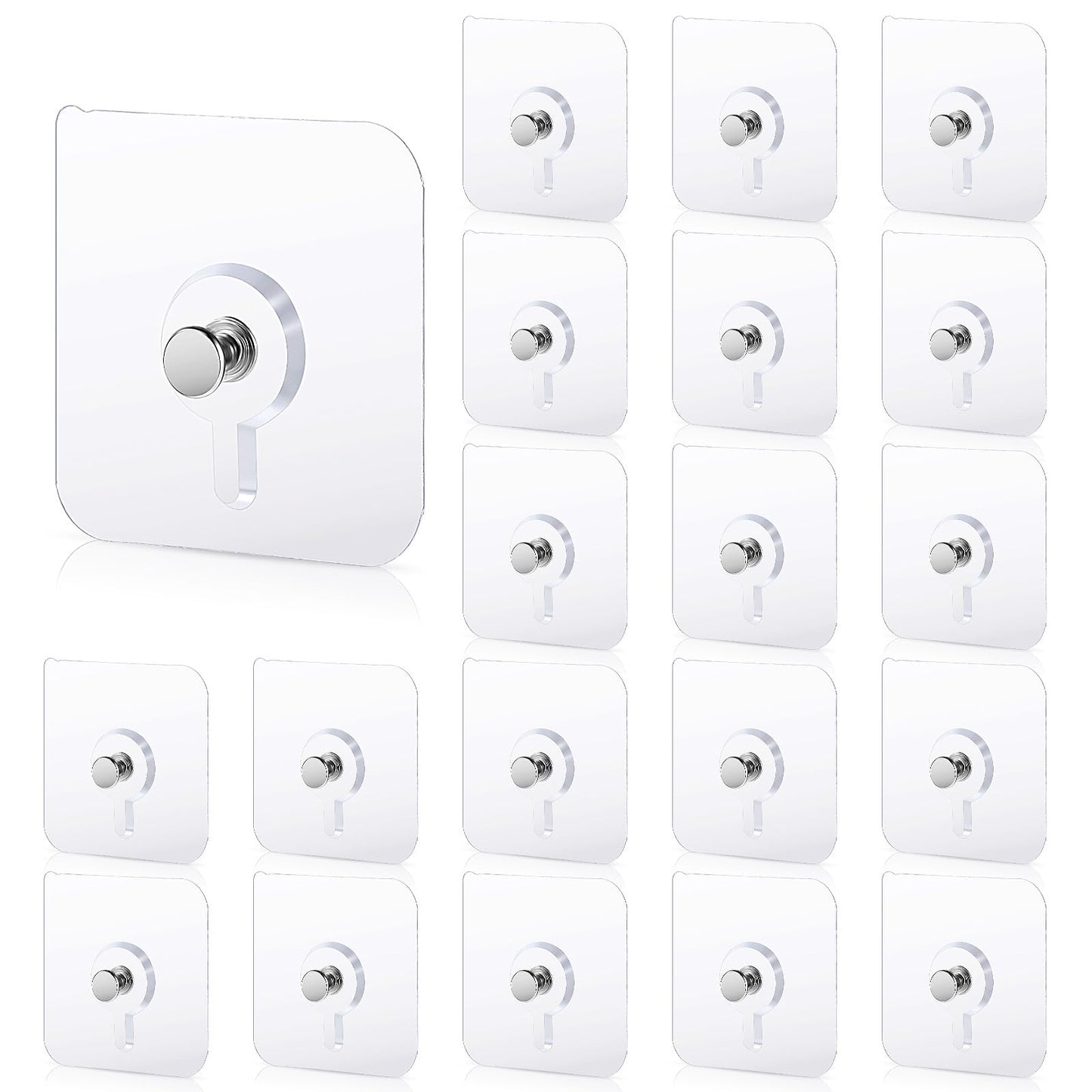 Nogeqi 20 Pcs Self Adhesive Wall Hooks No Drill Hooks for Hanging, No-Trace Sticker Frame Hangers without Nails for Mount Wall Shelf, Heavy Duty Adhesive Wall Hooks for Kitchen, Bathroom