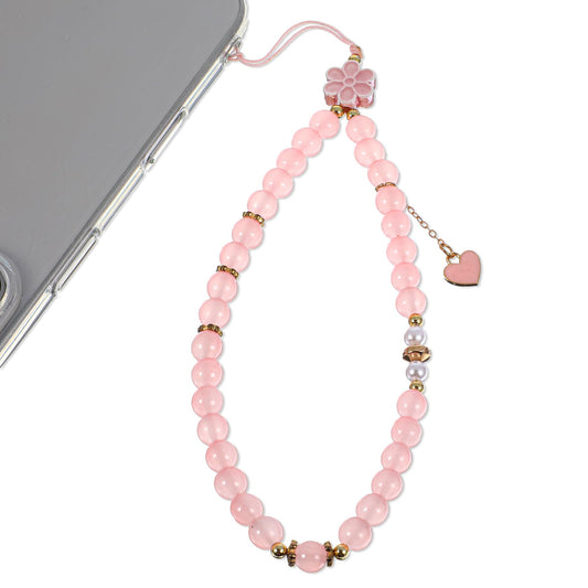 Ymapinc Pink Mobile Phone Chain Beads, Pearls Mobile Phone Pendant Women's Universal Mobile Phone Chain Short, Mobile Phone Case Accessories Suitable for Friends Gifts Birthday Gifts Phone Charm