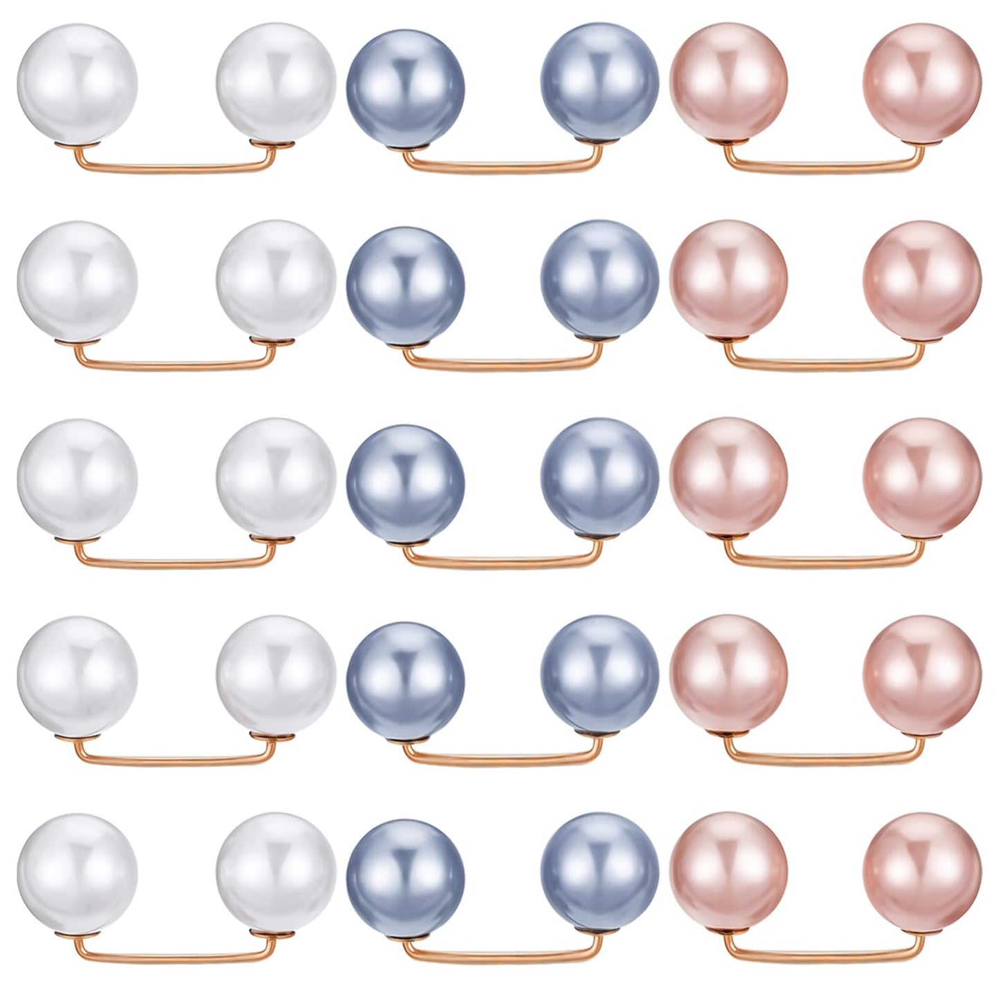 15PCS Faux Pearl Safety Pins Brooch Anti-Exposure for Sweater Shawl