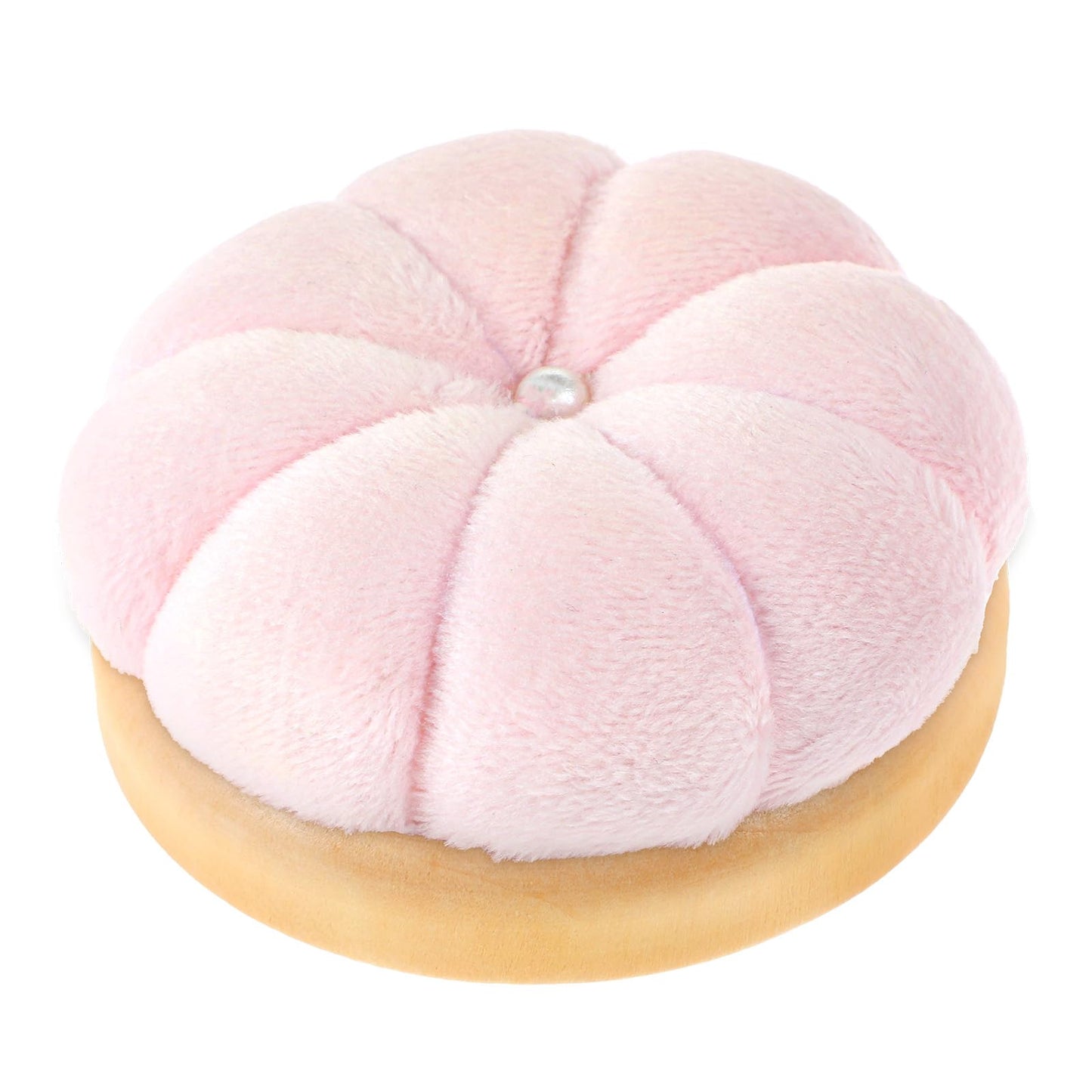 1 PCS Sewing Pin Cushion Wooden Base Needle Pincushions Round Sewing Pincushions Cute Pin Cushion Japanese Style Pin Cushions for Sewing Quilting Needlework DIY Crafts (Pink)