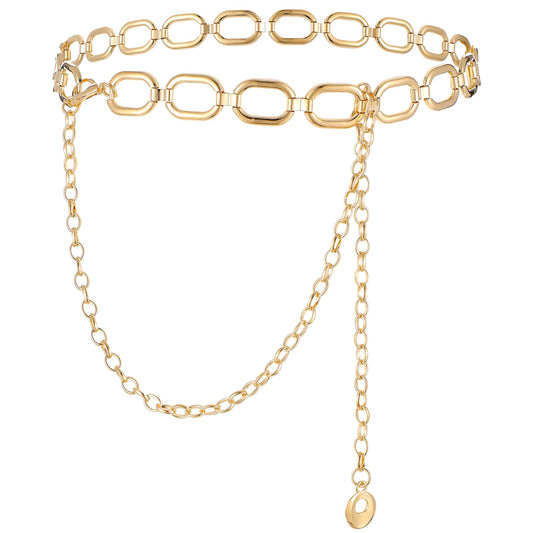 Xinjoduz Chain Belts Metal Waist Chain Belt Waist Gold Waist Chain Belt Chains for Women Plus Size Chain Link Belts for Women Chunky Thick Chain Belt Link Chain Belt for Dresses Jeans (Gold)