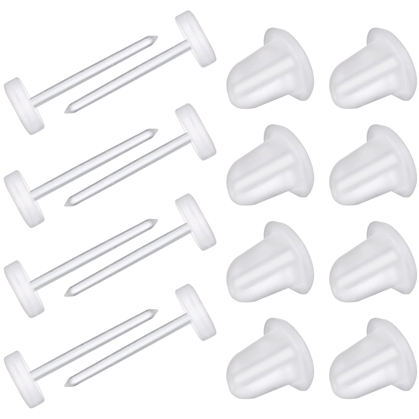 100 Pair Clear Earrings Posts and Backs, Clear Ear Pins and Silicone Rubber Backs Invisible Earrings Plastic Clear Stud Earrings Replacements for Women Girls Men for School Sports Work