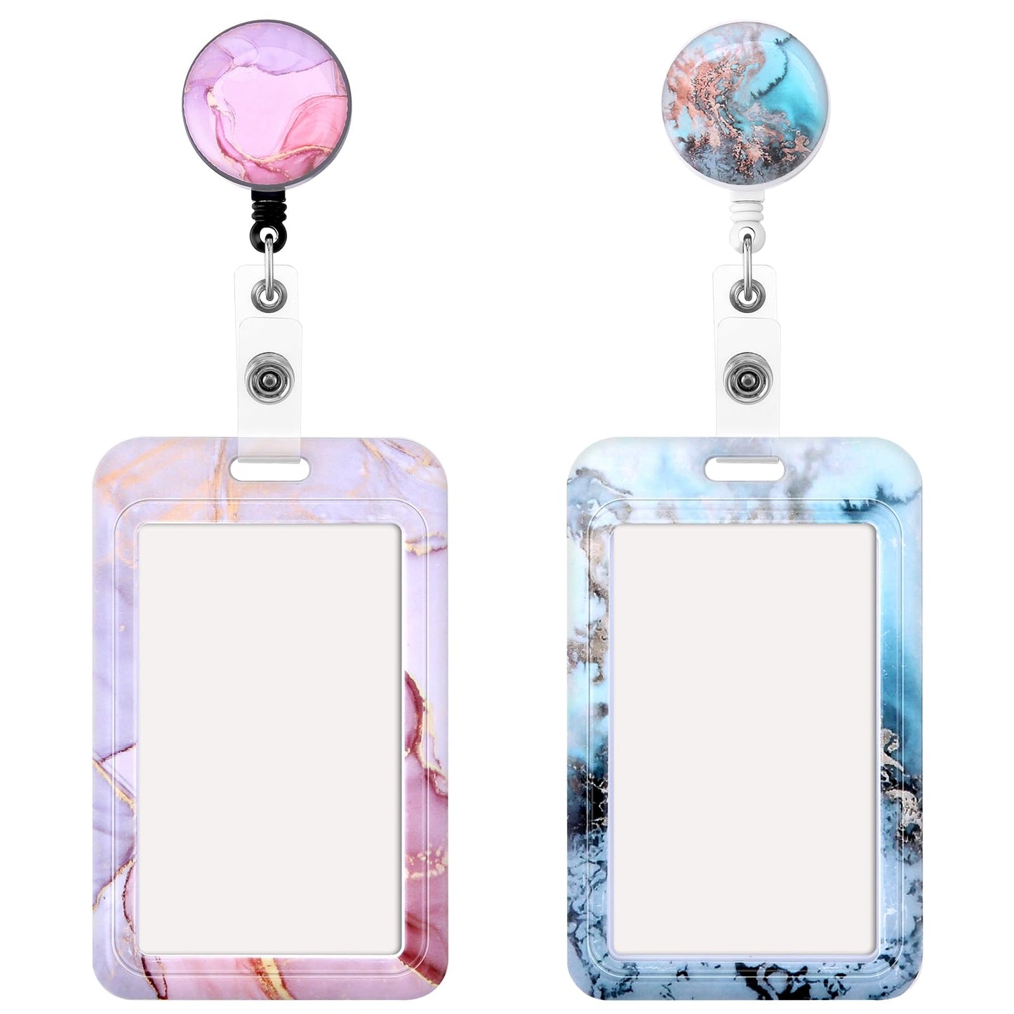 2 Pcs Retractable ID Badge Holder Retractable Badge Holder Badge Clips Retractable Badge Holders with Clip Retractable ID Badge Holder with Clip Name Key Card Holder Case for Nurse Doctor Office